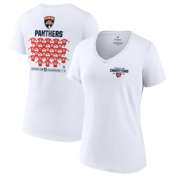 Fanatics Dámské tričko Florida Panthers 2024 Stanley Cup Champions Jersey Roster V-Neck Velikost: