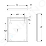 GEBERIT - Option Zrcadlo s LED osvětlením, 60x70 cm, hliník 502.805.00.1