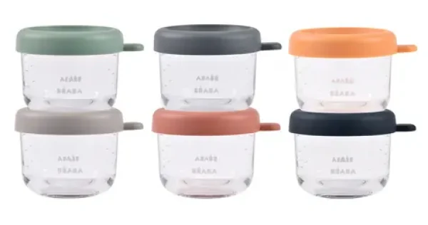 Beaba Kelímky na jídlo skleněné 6x 150 ml Sunrise (914015BB)