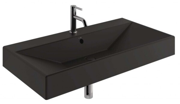 KLUDI - Resa Umyvadlo 101x51 cm, s přepadem, s otvorem pro baterii, matná černá 59WW10139