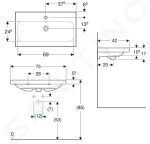 GEBERIT - iCon Umyvadlo 750x420x170 mm, s přepadem, s otvorem pro baterii, bílá 501.842.00.1