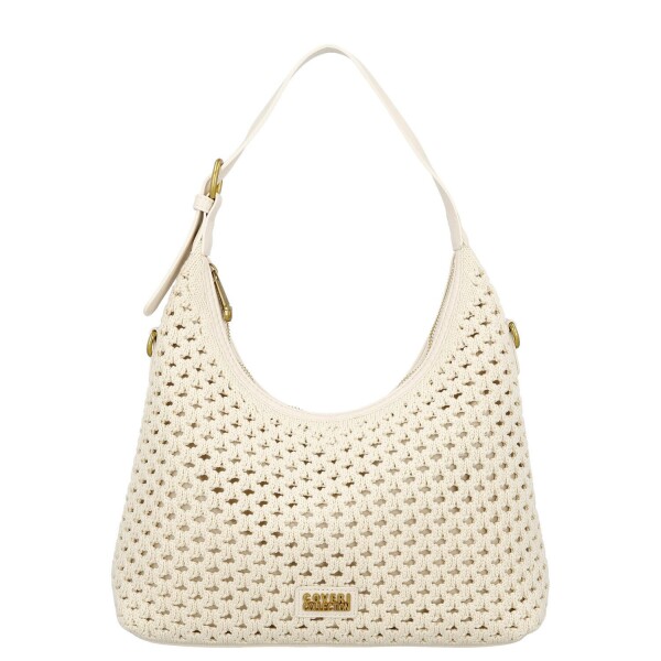 Stylová dámská háčkovaná kabelka Coveri Luna, béžová