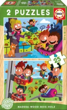 EDUCA Dřevěné puzzle V zábavním parku