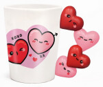 Keramický hrnek s tvarovaným uchem - Srdce XOXO