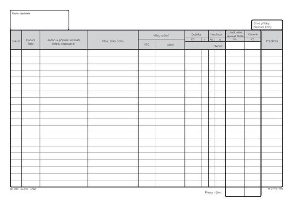 Poštovní podací kniha, A4, 80 listů
