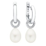 Luxusní náušnice s bílou 8.5-9 mm perlou Shakira, stříbro 925/1000, Bílá