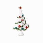 Vánoční brož ve tvaru zasněženého stromečku, Zelená