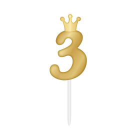 SVÍČKA zlatá s korunkou ČÍSLO 3 - Albi