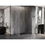MEXEN/S - Lunar-B L sprchový kout dveře křídlové pravá 95 x 90, transparent, zlato kartáčovaná 832L-095-090-55-00-P
