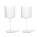 Ferm Living Sklenice na červené víno Ripple Frosted – set 2 ks, čirá barva, sklo, 325 ml