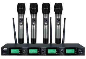 DNR RV-4 černá / Bezdrátový mikrofonní set / UHF přijímač / 4x mikrofon / SNR 96 dB