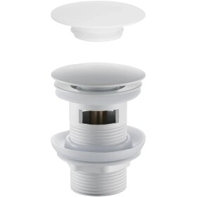 Cerano Umyvadlová výpusť, 5/4“ click-clack s přepadem + kryt z litého mramoru, bílá matná, CER-431755