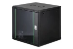 Digitus Dynamic černá / Nástěnný rozvaděč / 19" / 12U / 607x600x600 mm / skleněné dveře / aktivní chlazení (DN-37111)
