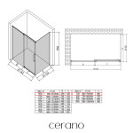 CERANO - Sprchový kout Lantono L/P - 8 mm - Soft-Close - černá matná, grafitové sklo - 100x70x195 - posuvný CER-8050BD7511