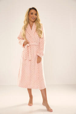 Dlouhý dámský župan De Lafense 548 Melanie S-2XL lososové tečky XXL