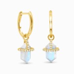 Royal Fashion náušnice 18k zlato Vermeil GU-DR16430E-YELLOWGOLD-MOONSTONE-TOPAZ