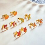 Stříbrné náušnice Podzimní romance, dýně, stříbro 925/1000, Zlatá
