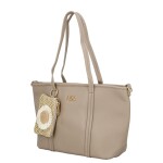 Trendy dámská koženková kabelka na rameno Felicia, tmavě béžová