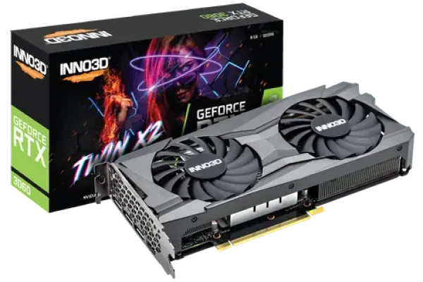 Inno3D GeForce RTX 3060 Twin X2 OC 8GB / 1320 - 1792 MHz / 8GB GDDR6 / 128-bit / 1x HDMI + 3x DP / (8) (N30602-08D6X-11902130)
