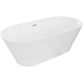 MEXEN/S - Luna Slim volně stojící vana 170 x 75, bílá, sifon a přepad nikl kartáčovaný 52041707500-97