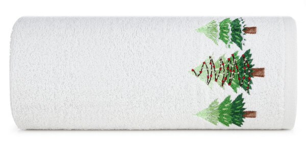 Bavlněný vánoční ručník bílý jedlemi