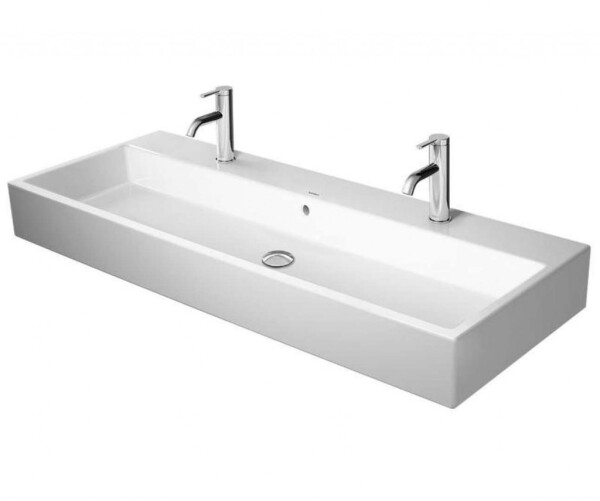 DURAVIT - Vero Air Dvojumyvadlo 120x47 cm, s přepadem, s otvory pro baterii, WonderGliss, bílá 23501200241