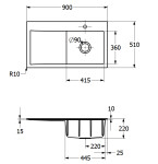 Keramický dřez Villeroy & Boch Subway Style 50, 335101i4, Graphit 335101i4