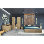 Dřevěná postel Arkadia 160x200,2 noční stolky,dakota,bez matrace