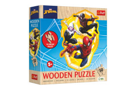 Puzzle dřevěné nepravidelné tvary Spiderman 50 dílků 19,7x26,6cm v krabici 20x20x6cm