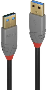 Lindy Anthra Line USB-A - USB-A 3 m černá / Kabel USB / USB 3.2 Gen 1 / 5 Gbit/s (36753)