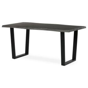 Stůl jídelní, 160x90x75 cm, MDF deska, dekor šedý dub, kovová nohy ve tvaru U, černý matný lak