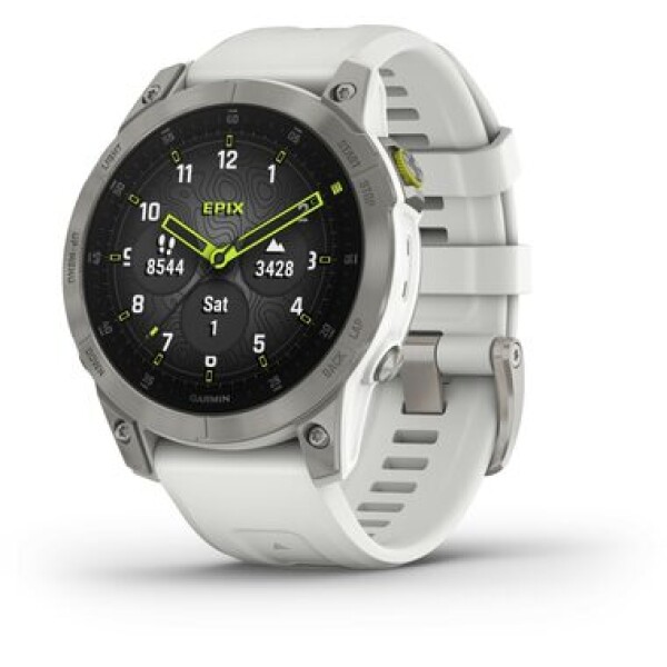 Garmin epix PRO Sapphire stříbrno-bílá / Chytré hodinky / GPS / 1.3 / mapy / BT / WiFi / NFC (010-02582-21)