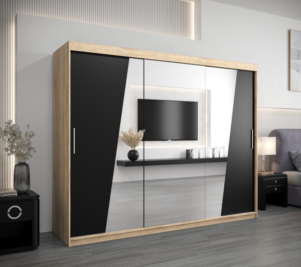 Šatní skříň Abi R0 Barva korpusu: Dub Sonoma, Rozměry: 250 cm, Dveře: Černá