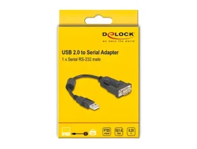 DeLock / Redukce / USB 2.0 Typ-A na RS-232 DB9 / FTDI FT232RL / 0,25 m (61549)