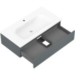 MEXEN/S - Rivel koupelnová skříňka 90 cm s umyvadlem Vela, 1 šuplík, reliéf , grafit mat/bílá mat 91A20-09023-1-BF66-W23M01