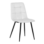 Židle jídelní, bílá látka, čtyřnohá kovová podnož, černý mat