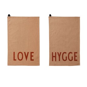 DESIGN LETTERS Utěrky Love Hygge - set 2 ks, béžová barva, textil