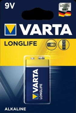 Varta Longlife Baterie 6LR61 / 9.0V / 565 mAh / alkalická / 1 ks / v blistru (4122101411)