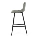 Židle barová, zelená látka, čtyřnohá kovová podnož, černý mat