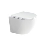 Mereo WC set - Rimless WC oblé, modul pro sádrokarton, bílé hranaté tlačítko MM02NSETRS220