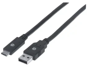 Manhattan USB-C - USB-A černý / Kabel / USB 3.2 Gen 1 / 5 Gbit/s / 2 m (354974)