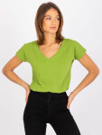 Bavlněné tričko výstřihem do světle zelené