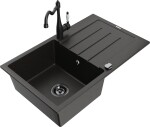 MEXEN/S - Bruno granitový dřez 1-miska s odkapávačem včetně baterie Carla, černá/zlatá metalik 6513-75-670700-70-B