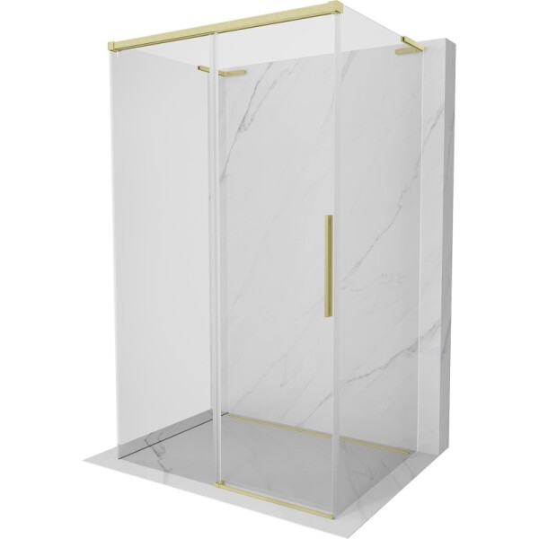 MEXEN/S - Rox-3S L sprchový kout 3 stěnný , posuvný 160 x 90, transparent, zlato kartáčovaná 8C2L-160-090-55-00-3S
