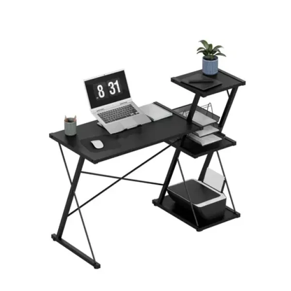 Mark Adler Leader 3.5 černá / Pracovní stůl s policemi / pravá i levá montáž (MA-LEADER 3.5 BLACK)