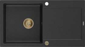 MEXEN/S - Leo granitový dřez 1-miska s odkapávačem 900 x 500 mm, černá/stříbrná 6501901010-73-G