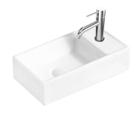 Kielle - Arkas I Umývátko 42x23 cm, bez přepadu, 1 otvor pro baterii vpravo, bílá 30611400R
