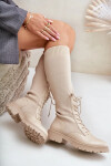 Dámské kozačky s ponožkovým svrškem 68129 Světle béžová - CM Paris světle béžová 39
