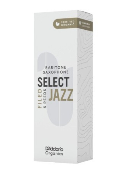 D'Addario ORSF05BSX3H Organic Select Jazz Filed Baritone Saxophone Reeds 3 Hard - 5 Pack