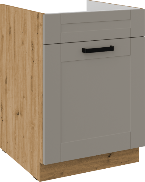 Spodní skříňka pod dřez Luna 60 ZL 1S BB - Premium Box Barva korpusu: Dub artisan, Barva dvířek: Clay Grey